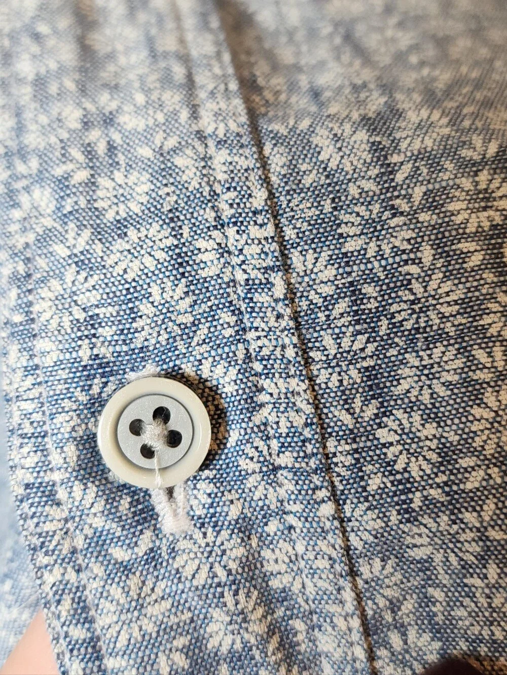 Johnston & Murphy Linen Blend Blue Floral Long Sleeve Button Up Shirt Men's XXL